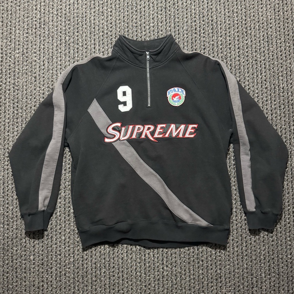 Supreme Black and Gray Zip-Up Sweater